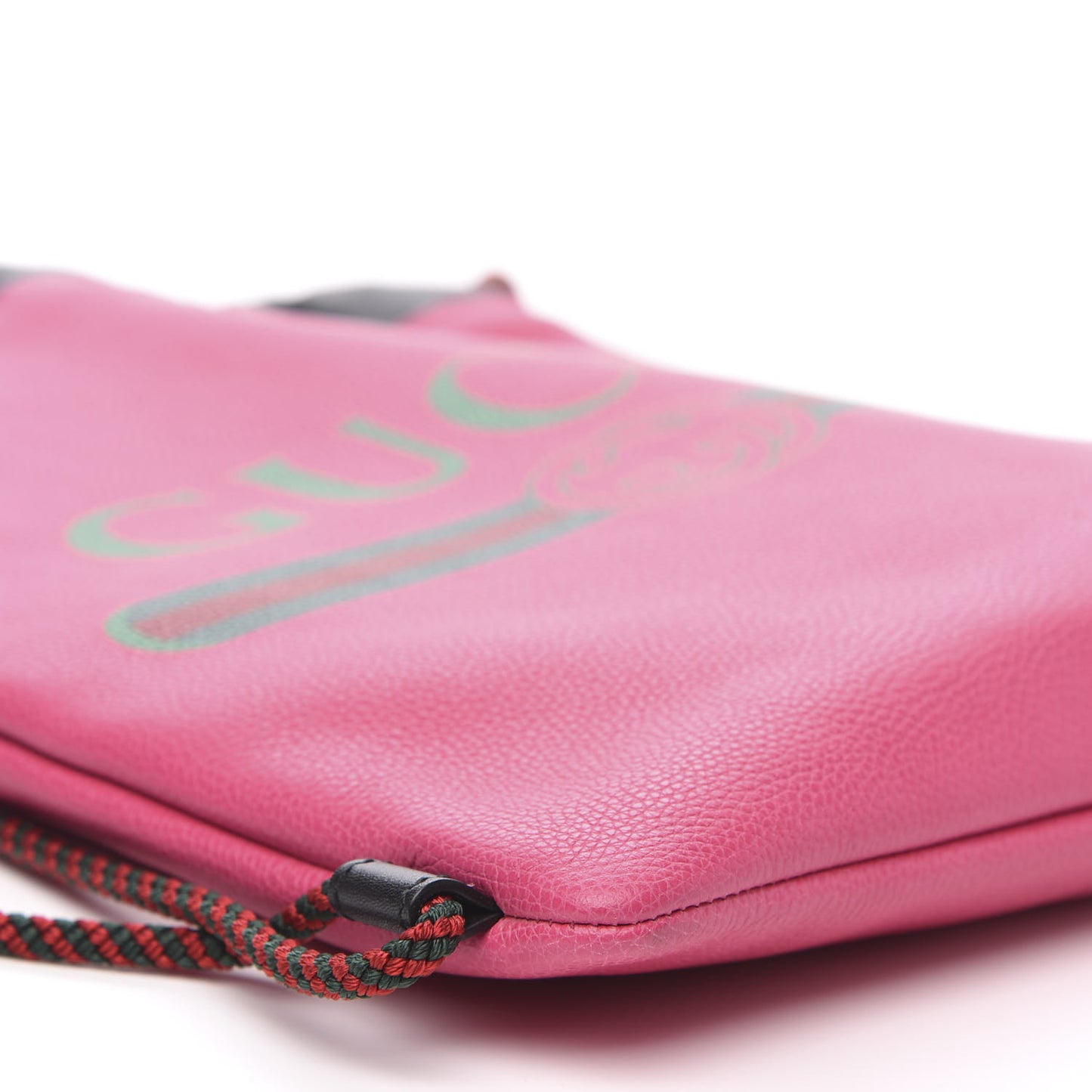 Grained Calfskin Logo Drawstring Backpack Box Pink Green Black