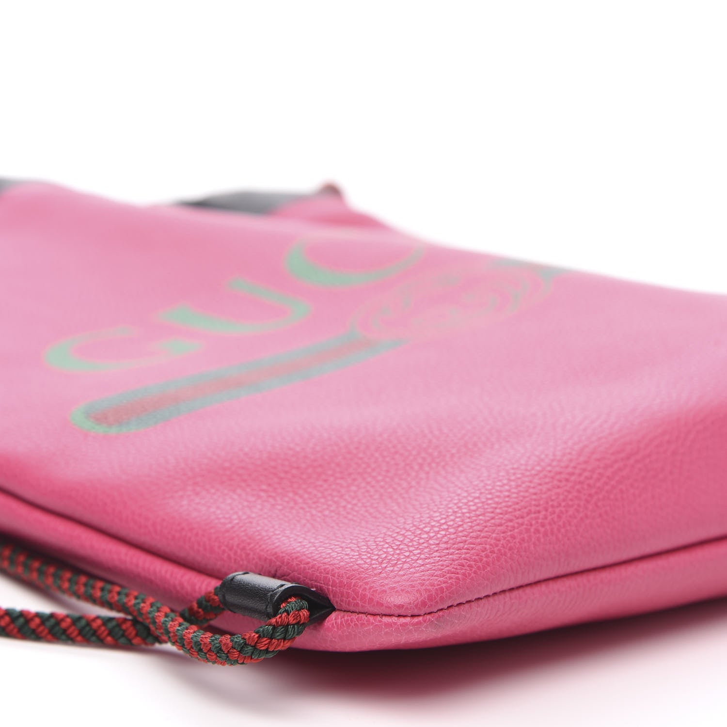 Gucci Grained Calfskin Logo Drawstring Backpack Box Pink Green Black 7 of 9