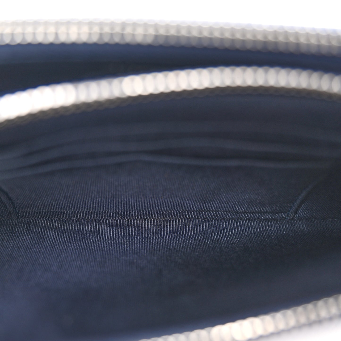 Metallic Caviar Quilted Small Boy Clutch With Chain Navy
