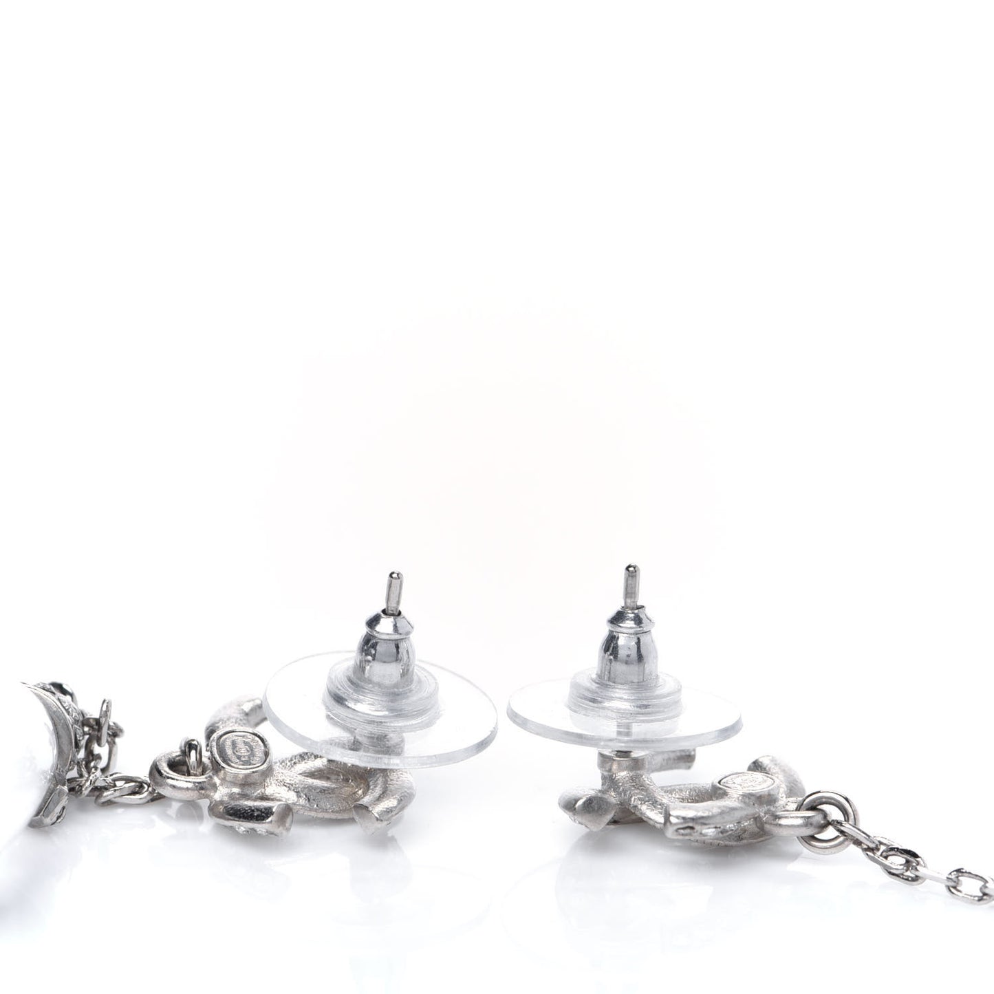 Crystal Resin CC Drop Earrings Silver