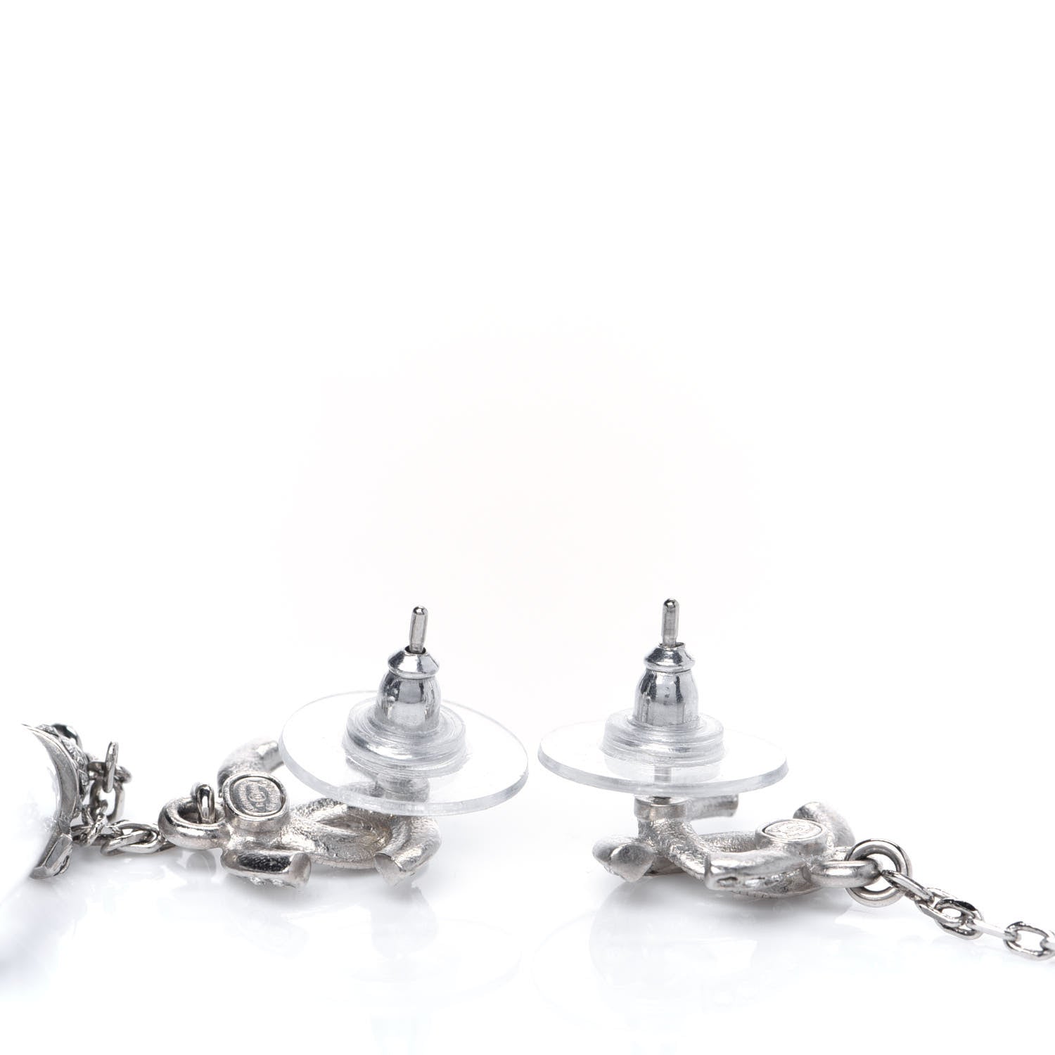 Chanel Crystal Resin CC Drop Earrings Silver 6 of 7