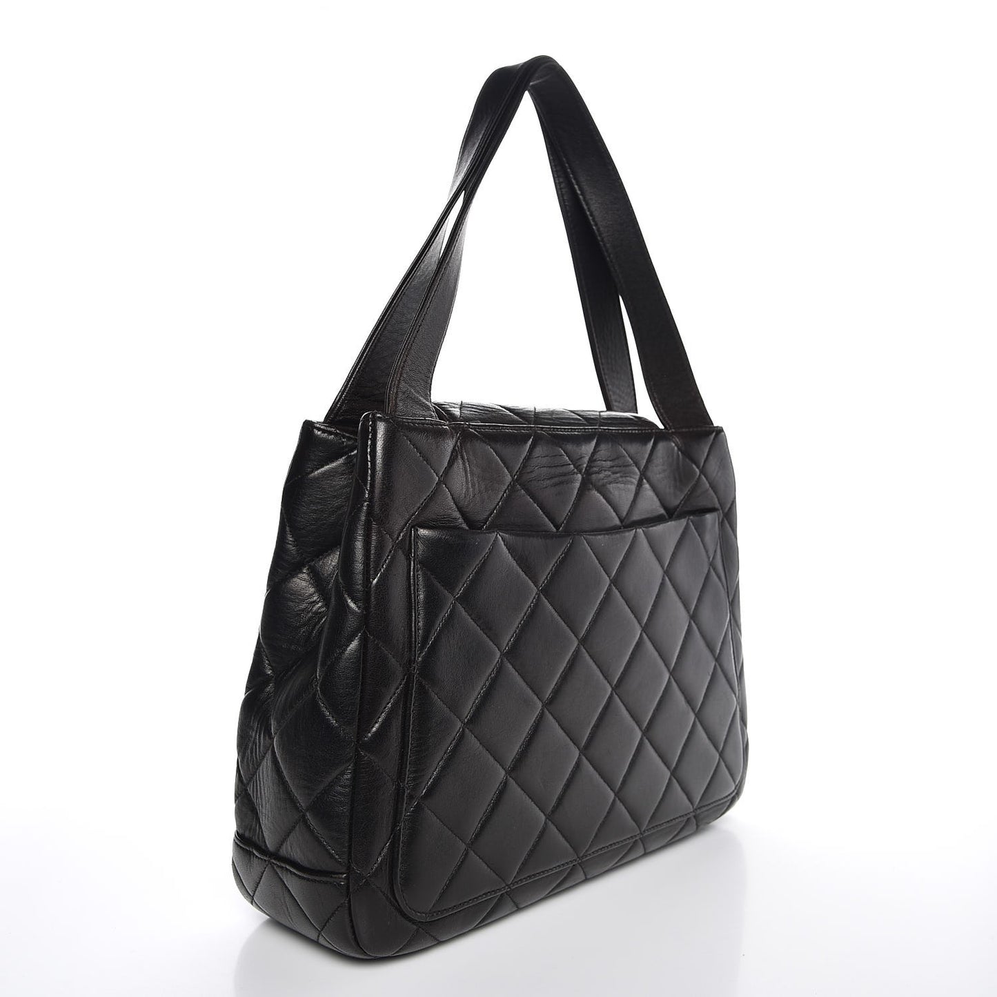Lambskin Quilted Flap Shoulder Bag Black