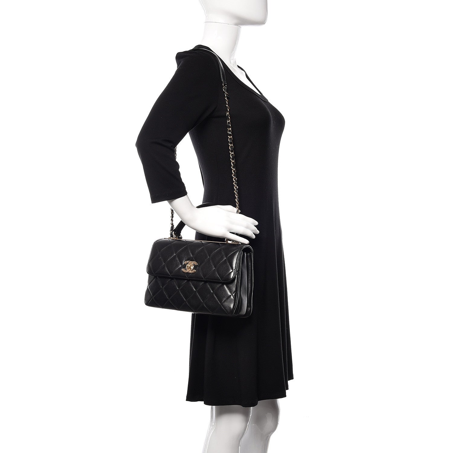 Chanel Lambskin Quilted Small Trendy CC Dual Handle Flap Bag Black 2 of 10