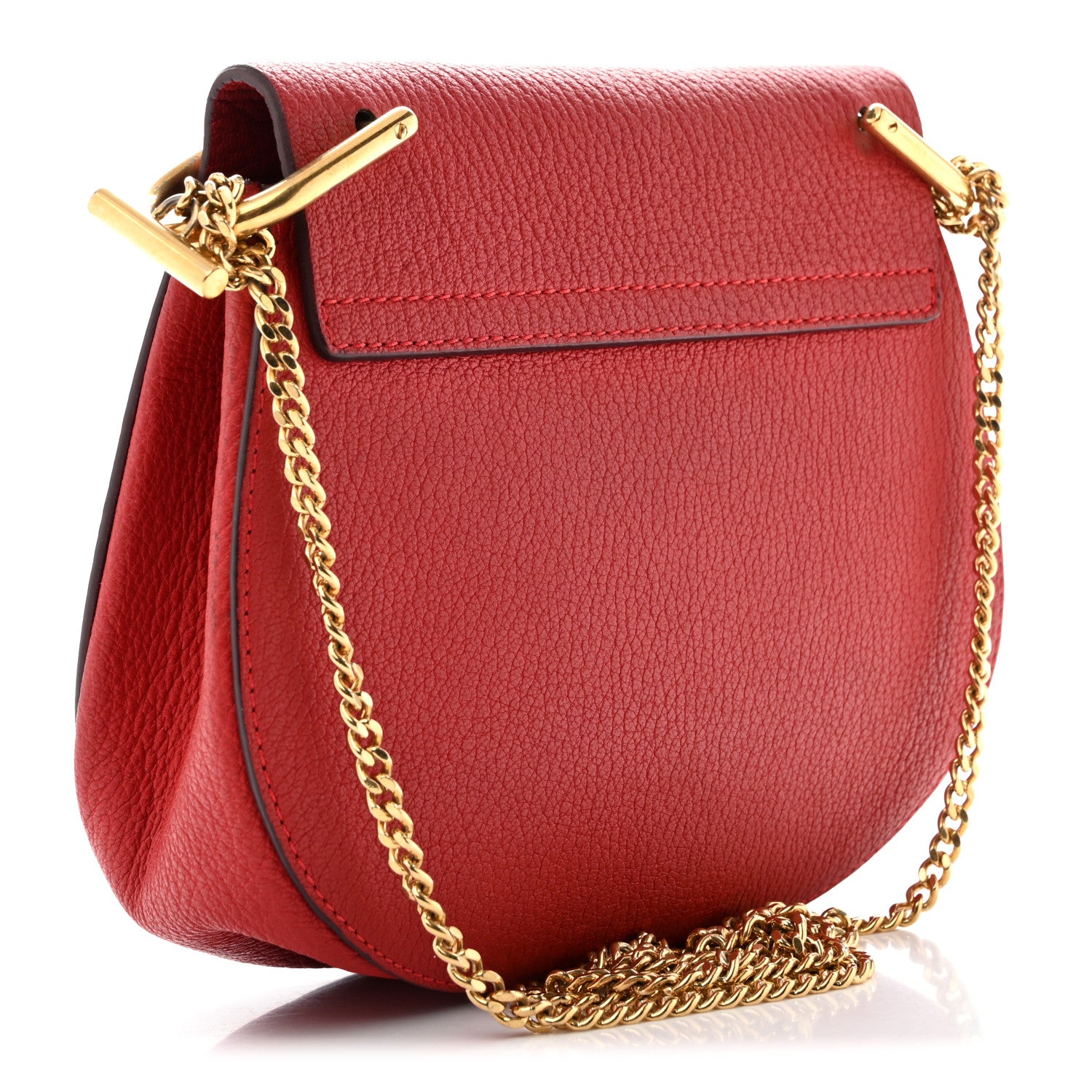 Chloe Grained Lambskin Mini Drew Shoulder Bag Plaid Red 3 of 13