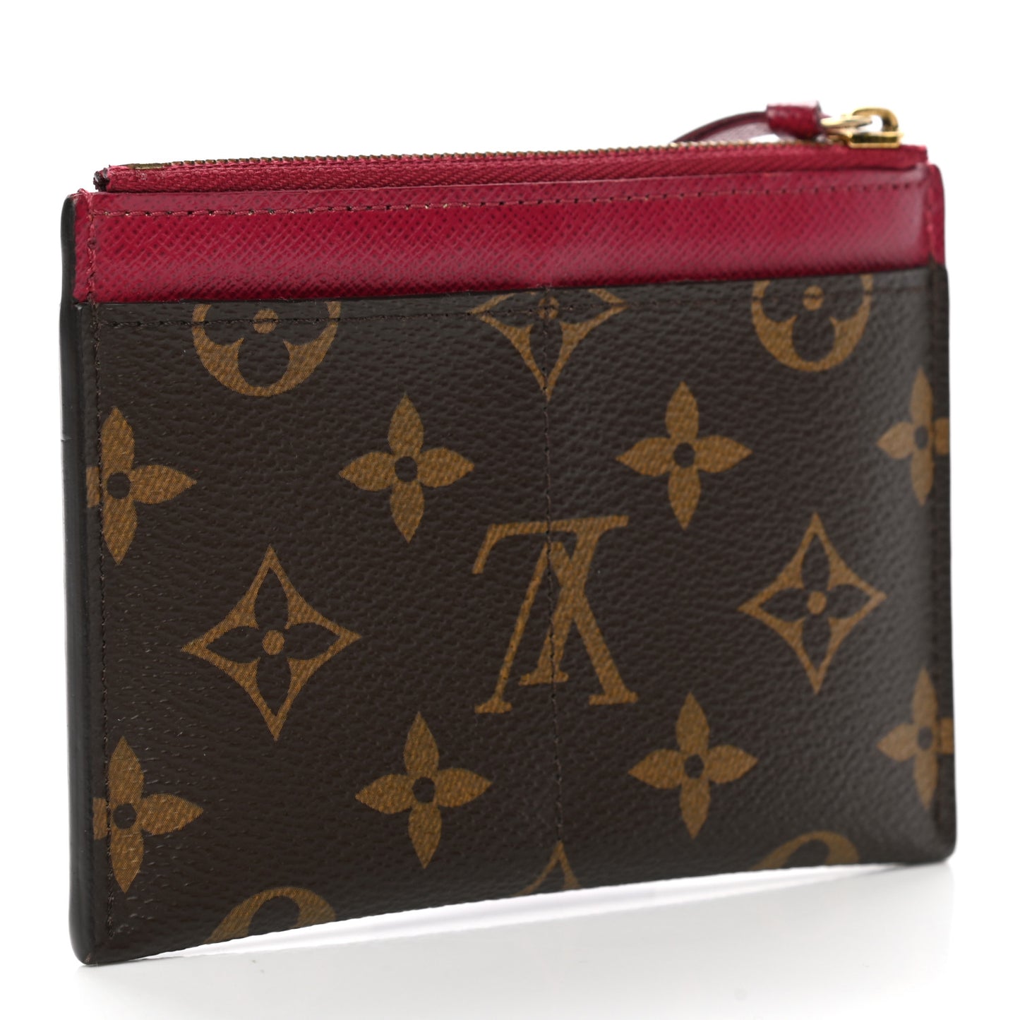 Monogram Zipped Card Holder Fuchsia
