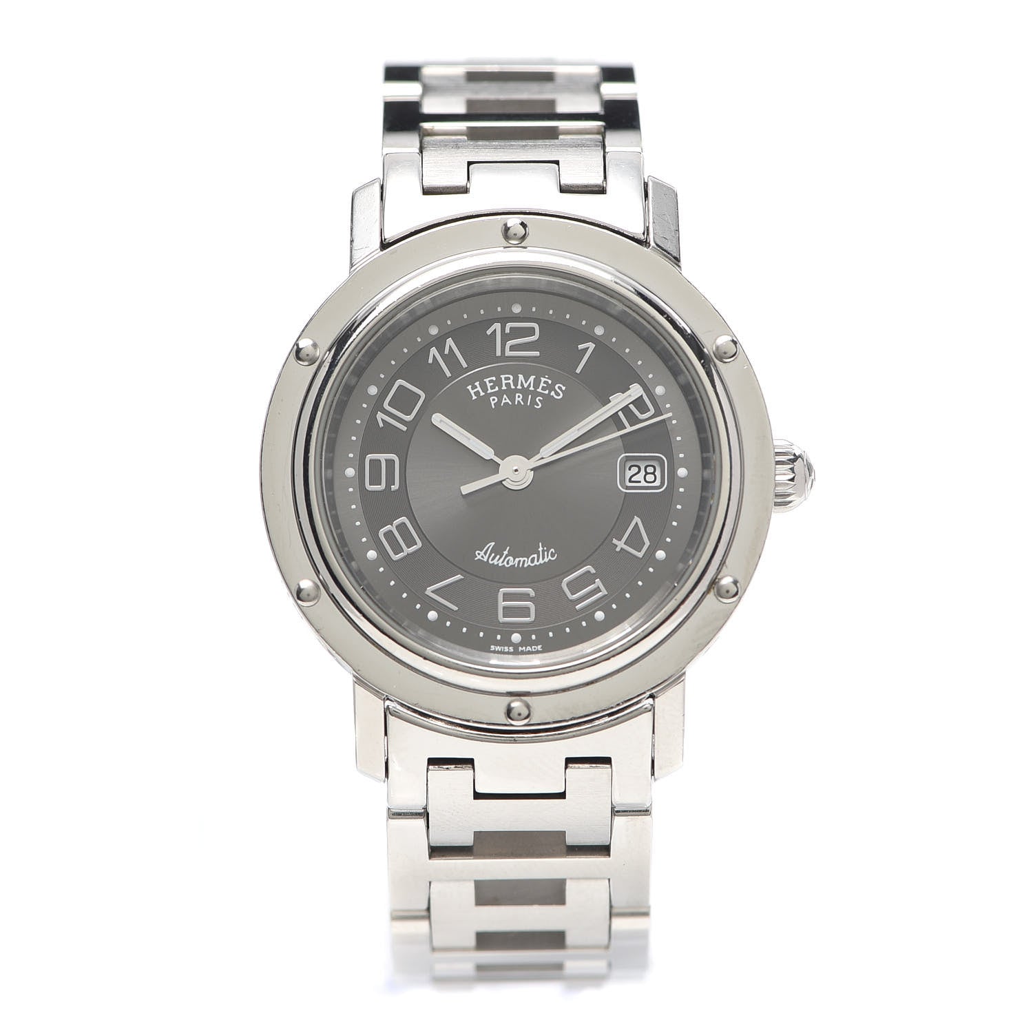 Hermes Stainless Steel 31mm Clipper Automatic Watch Black 1 of 6