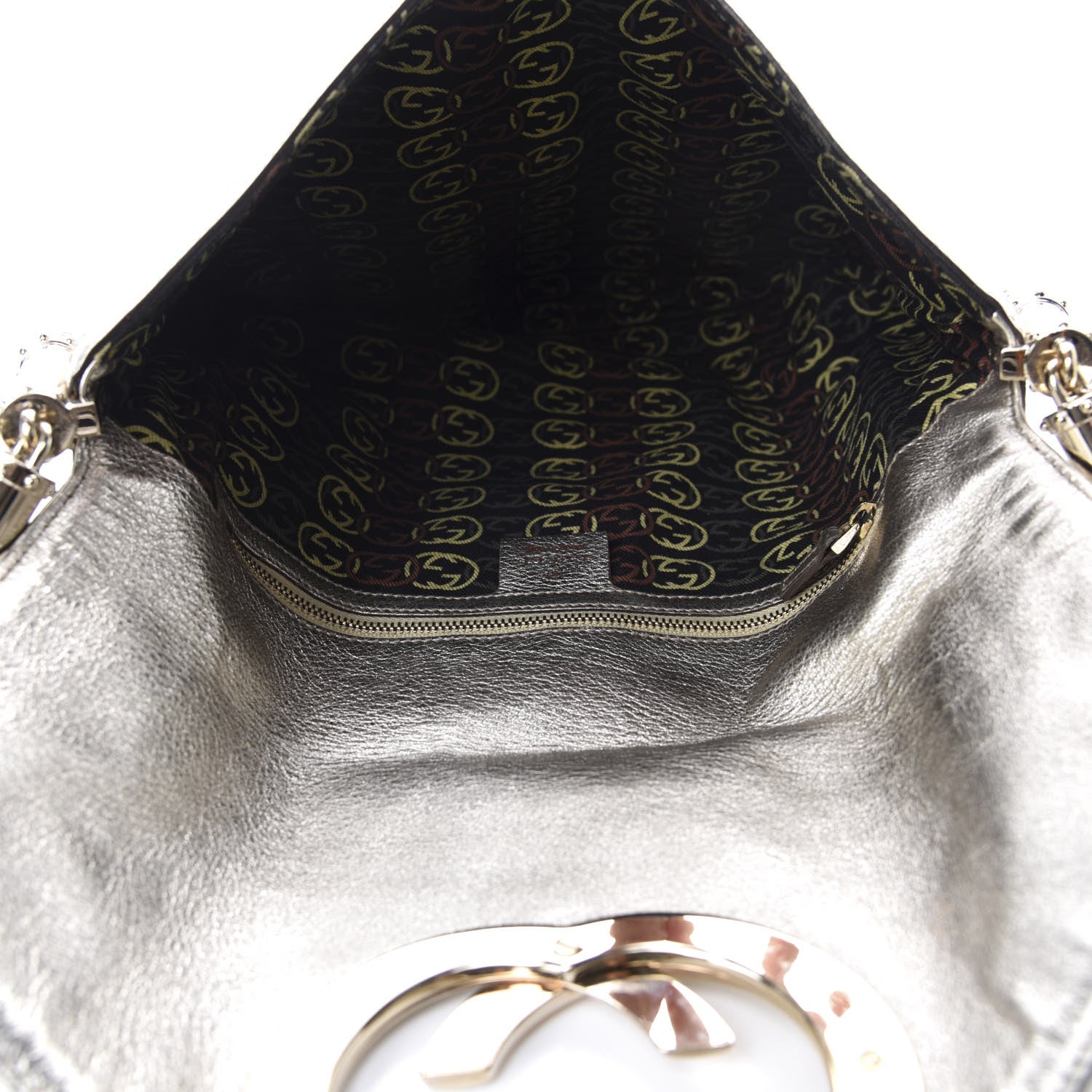 Gucci Metallic Calfskin Medium Britt Tassel Shoulder Bag Platinum 5 of 16