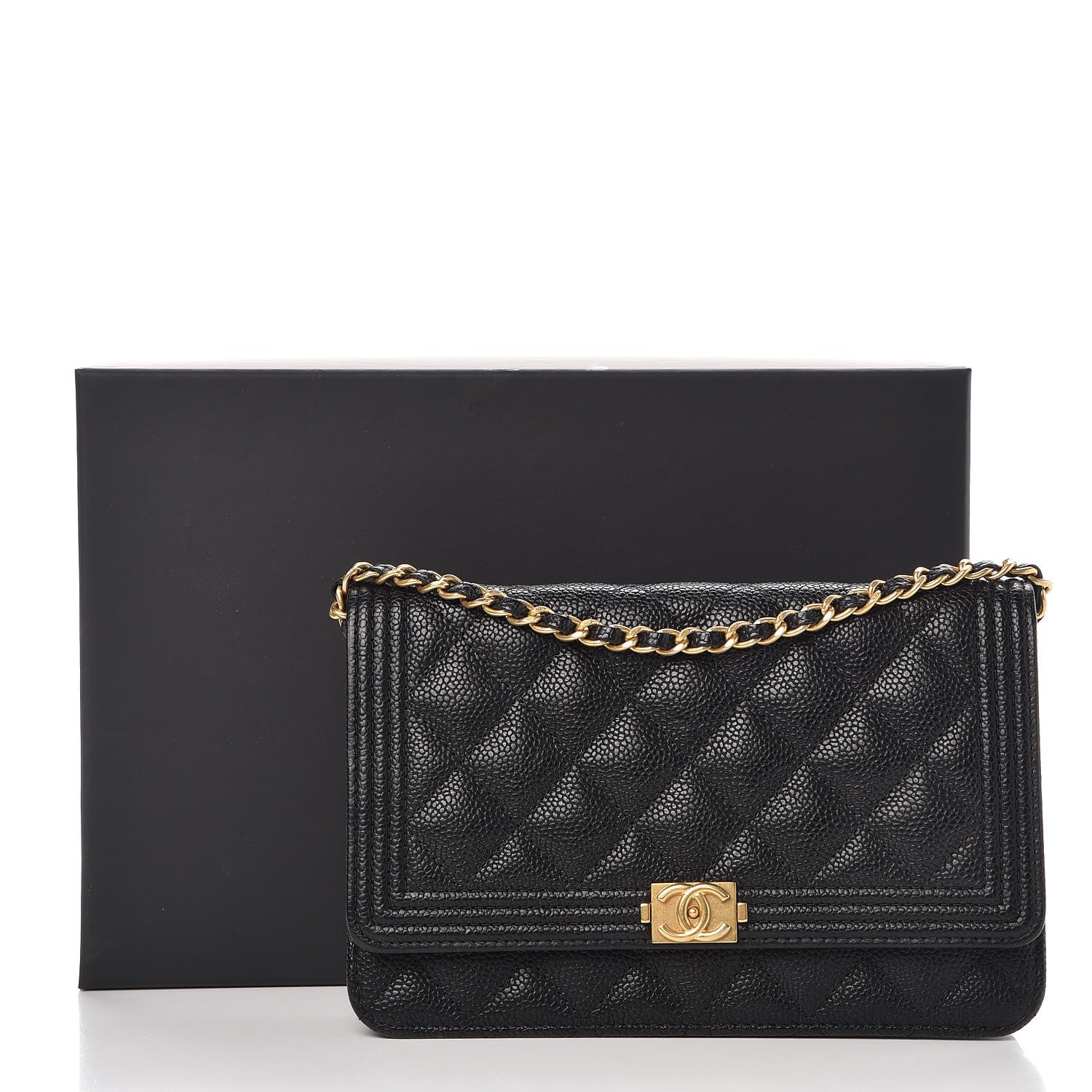 Chanel Caviar Quilted Boy Wallet On Chain WOC Black 9 of 9