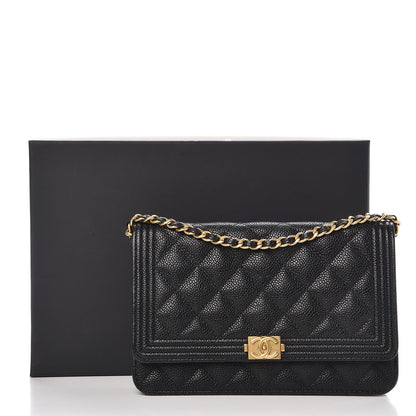 Chanel Caviar Quilted Boy Wallet On Chain WOC Black 9 of 9