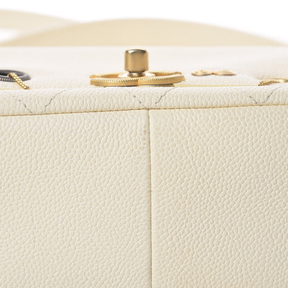 Chanel Caviar Quilted Grommet Embellished Piercing Chic Flap Bag Ivory 10 of 10