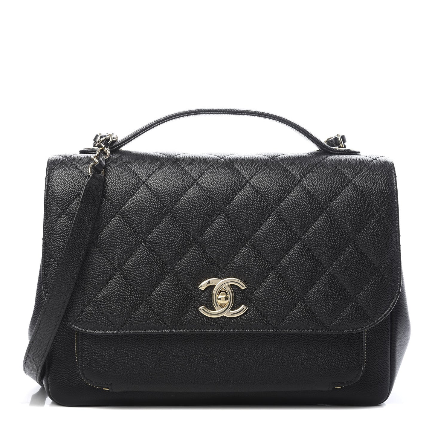 Caviar Quilted Large Business Affinity Flap Black
