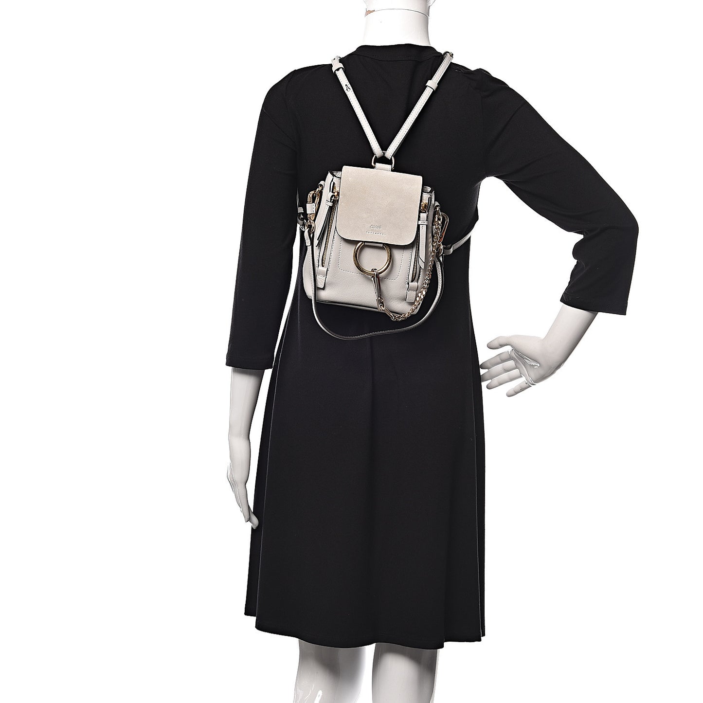 Suede Calfskin Mini Faye Backpack Airy Grey