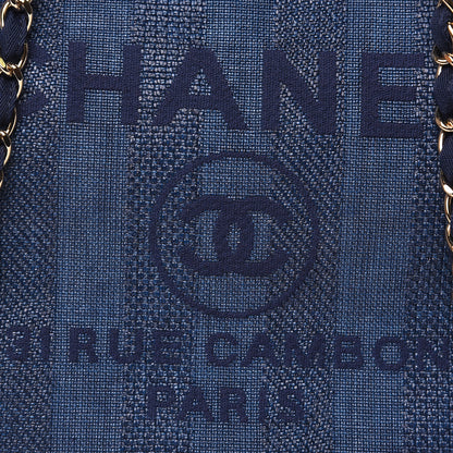 Chanel Woven Straw Raffia Striped Large Deauville Tote Navy Blue 10 of 11