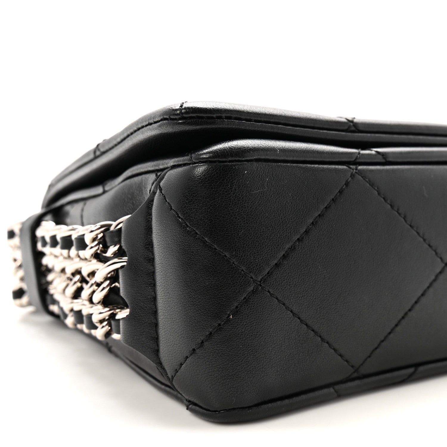 Chanel Lambskin Quilted Small Chain Rows Flap Black 9 of 10
