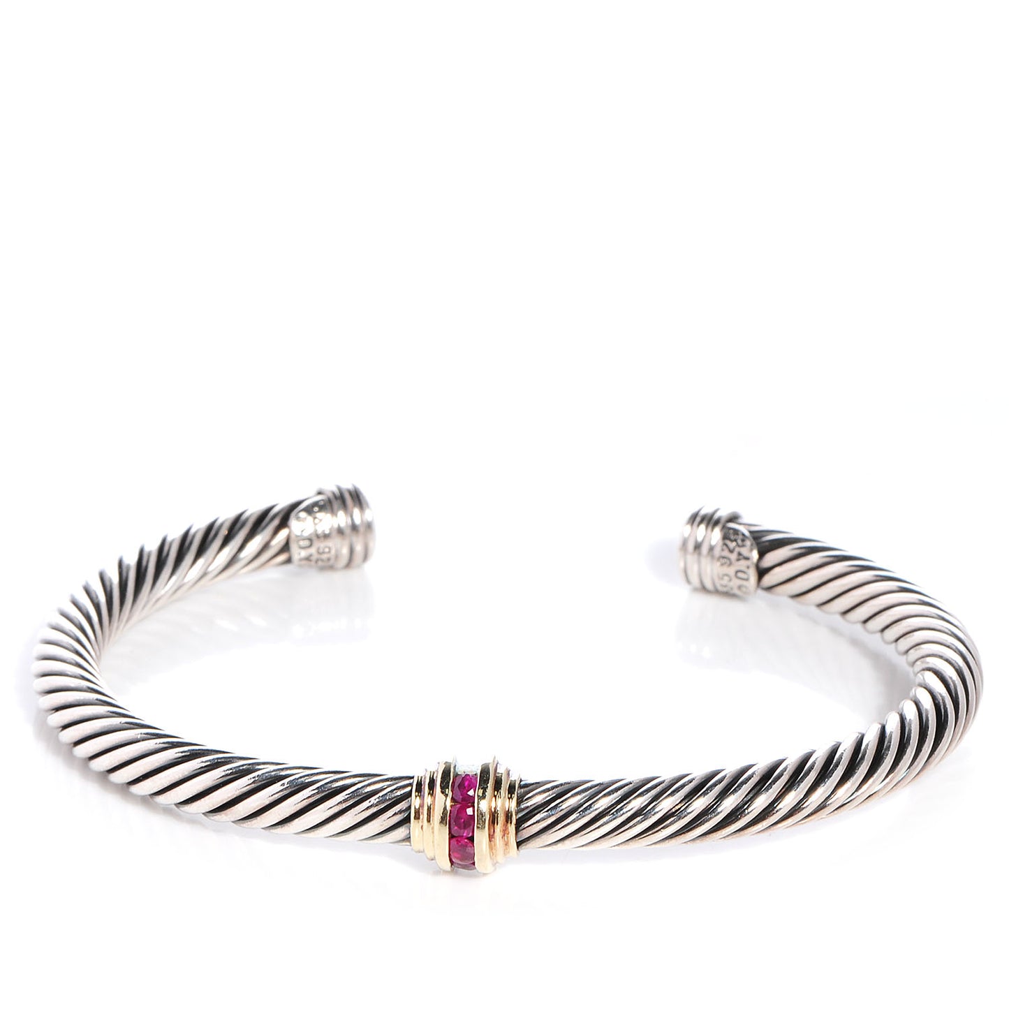 Sterling Silver 14K Yellow Gold Ruby 5mm Cable Classics Single Station Bracelet