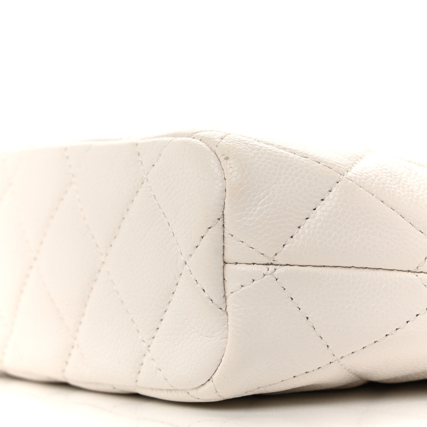 Caviar Quilted Hobo Clutch With Chain White