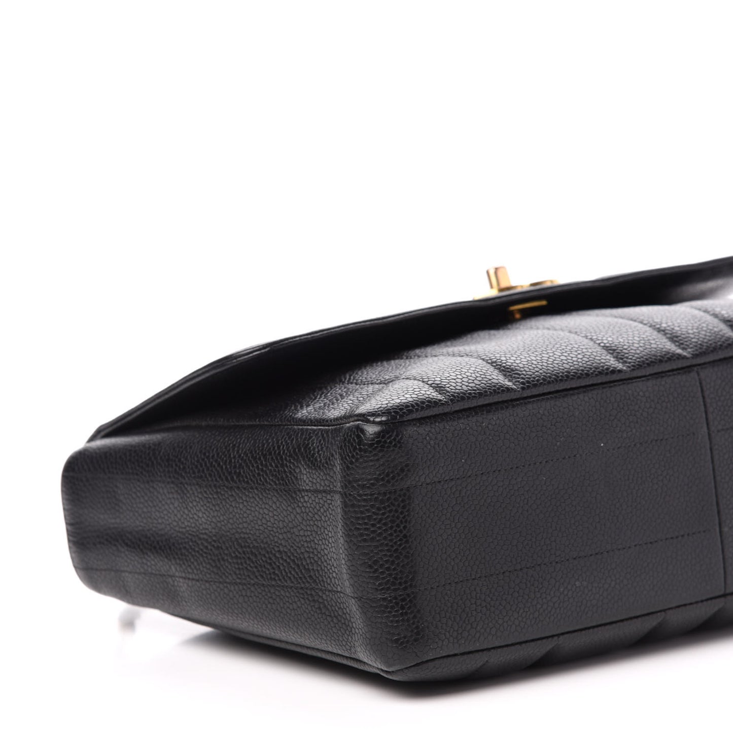 Caviar Vertical Quilt Small Single Flap Black