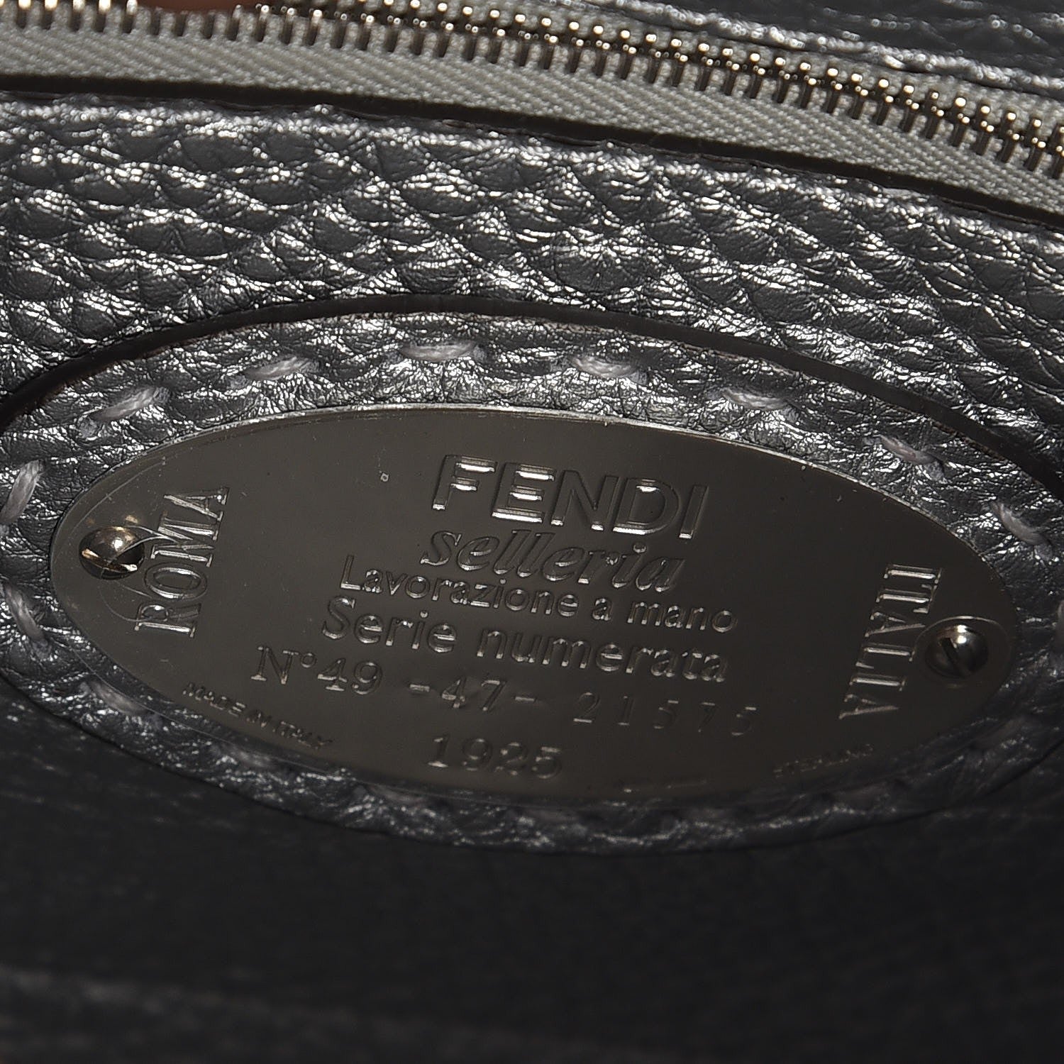 Fendi Cuoio Romano Lux Selleria Mini Peekaboo Iconic Satchel Argento 5 of 7