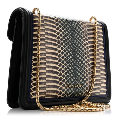 Bulgari Calfskin Snakeskin Serpenti Forever Crossbody Bag Blue Black Multicolor 3 of 12
