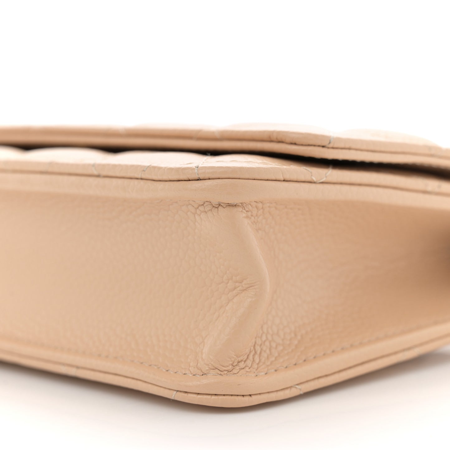 Caviar Quilted Wallet On Chain WOC Beige