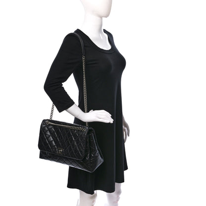 Chanel Glazed Calfskin Quilted Large Lady Pearly Flap Black 2 of 14