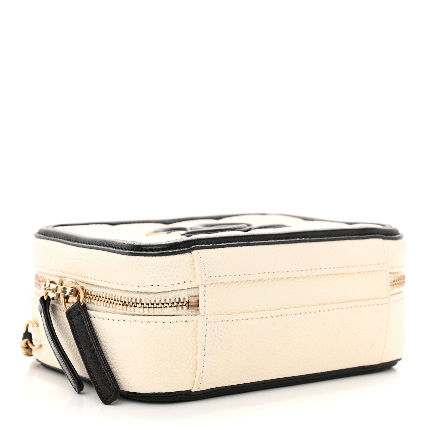 Chanel Caviar Quilted Small CC Filigree Vanity Case White Black 4 of 12