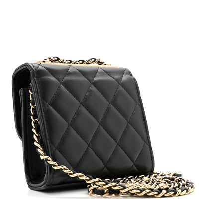 Chanel Lambskin Quilted Mini Trendy CC Clutch With Chain Black 3 of 13