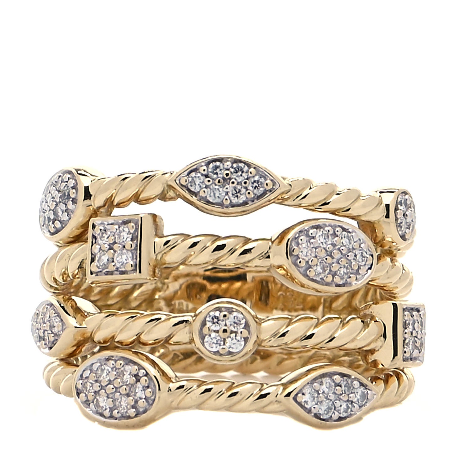 18K Yellow Gold Diamond 4 Row Confetti Ring 52 6