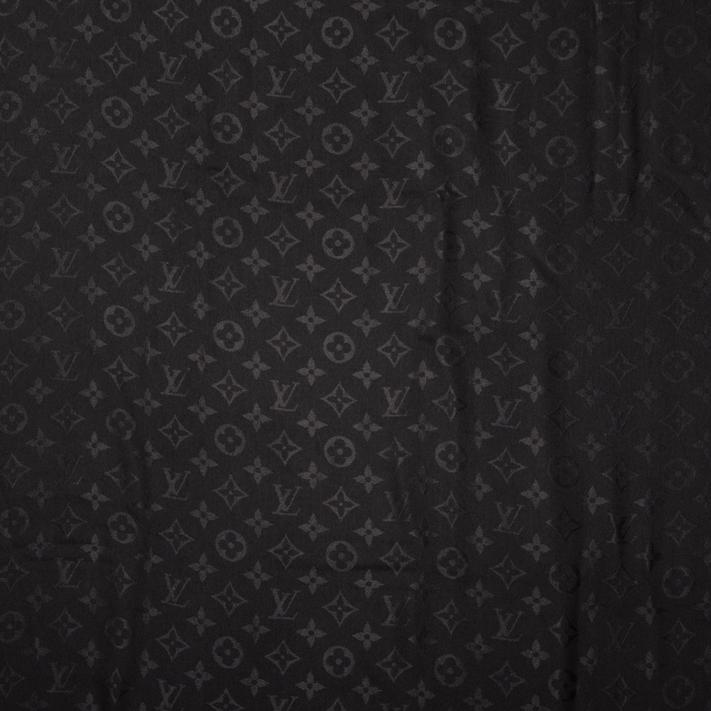 Silk Wool Monogram Shawl Black