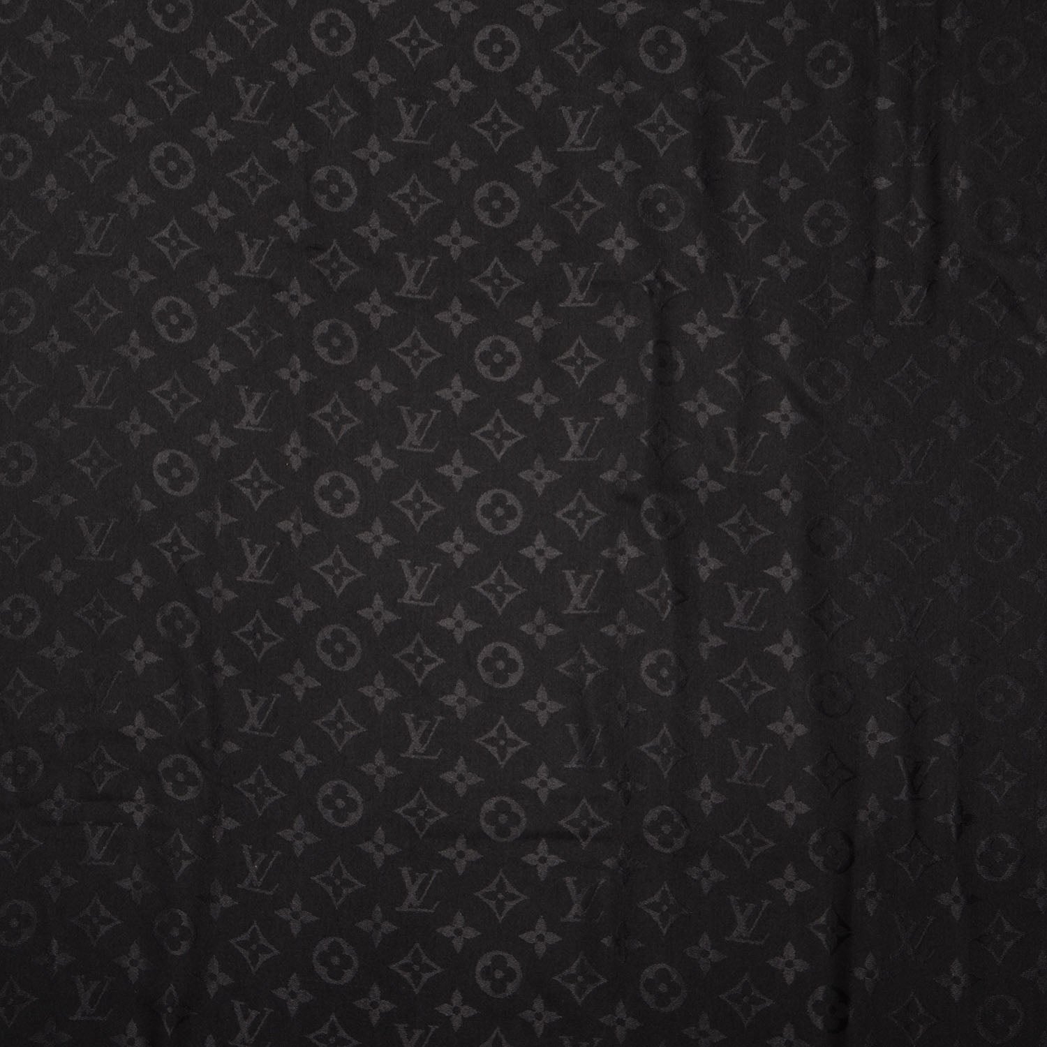 Louis Vuitton Silk Wool Monogram Shawl Black 1 of 6