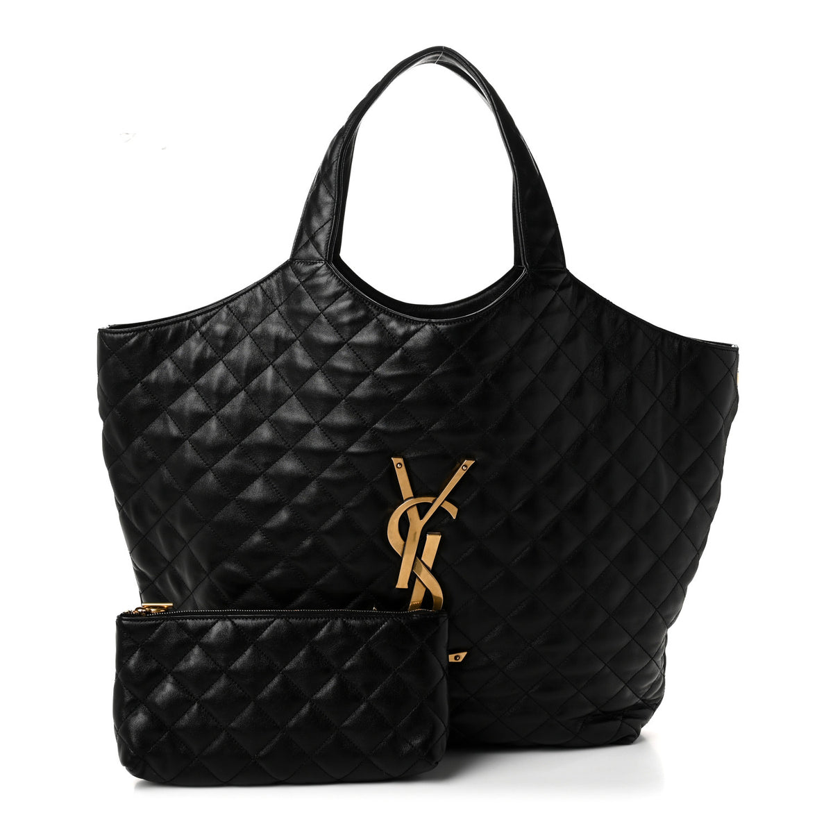 Saint Laurent Lambskin Quilted Maxi Icare Shopping Tote Black 3 of 11