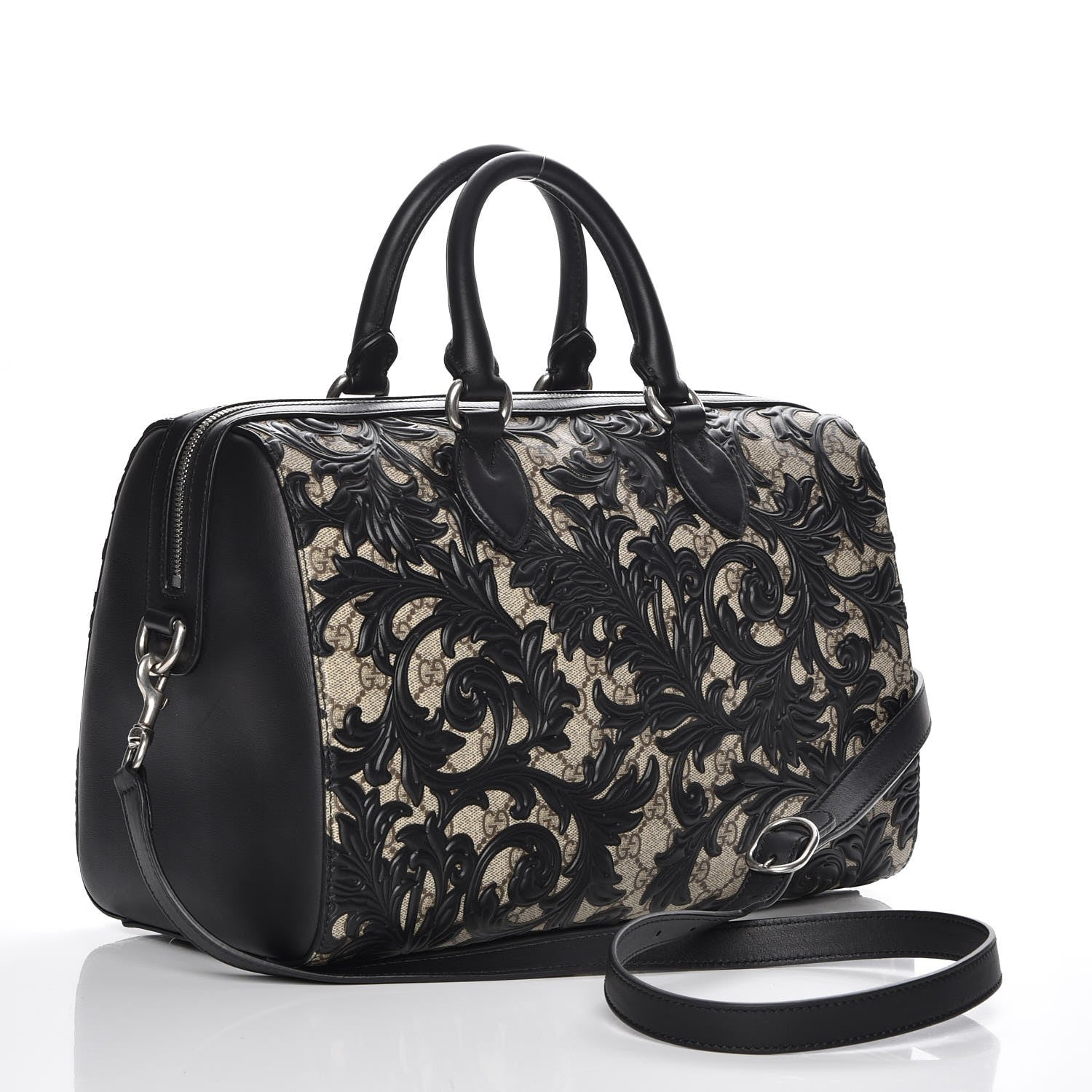 Gucci GG Supreme Monogram Arabesque Medium Boston Black 4 of 8