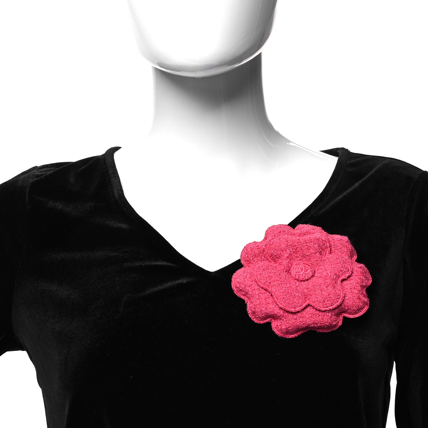 Tweed Camellia Brooch Pink
