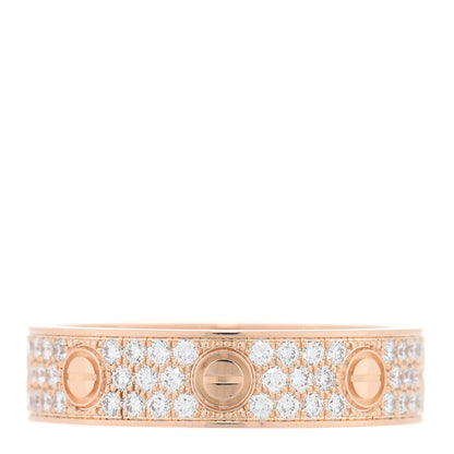 Cartier 18K Pink Gold Diamond 5mm LOVE Wedding Paved Band Ring 53 6.5 3 of 5