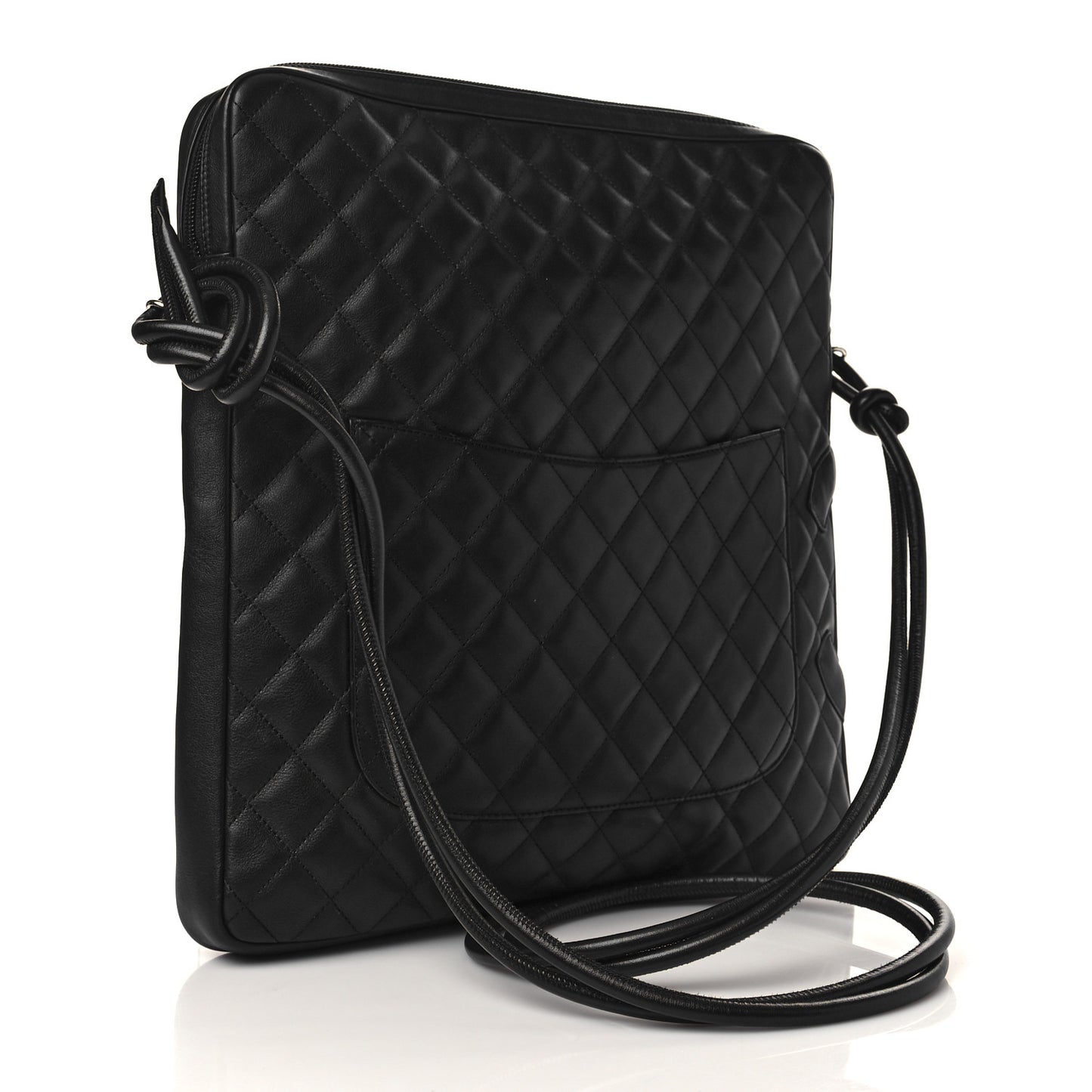 Calfskin Quilted Large Cambon Messenger Black