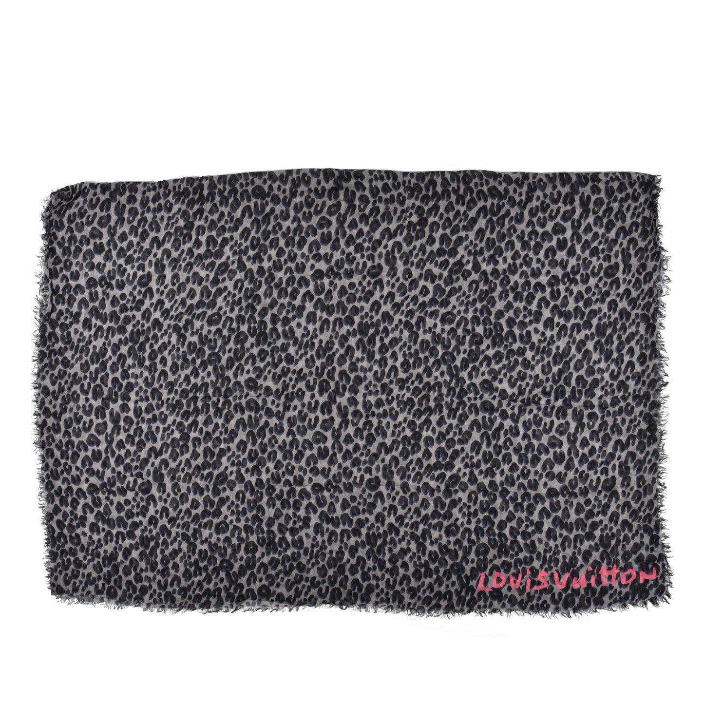 Cashmere Silk Leopard Etole Stole Grey