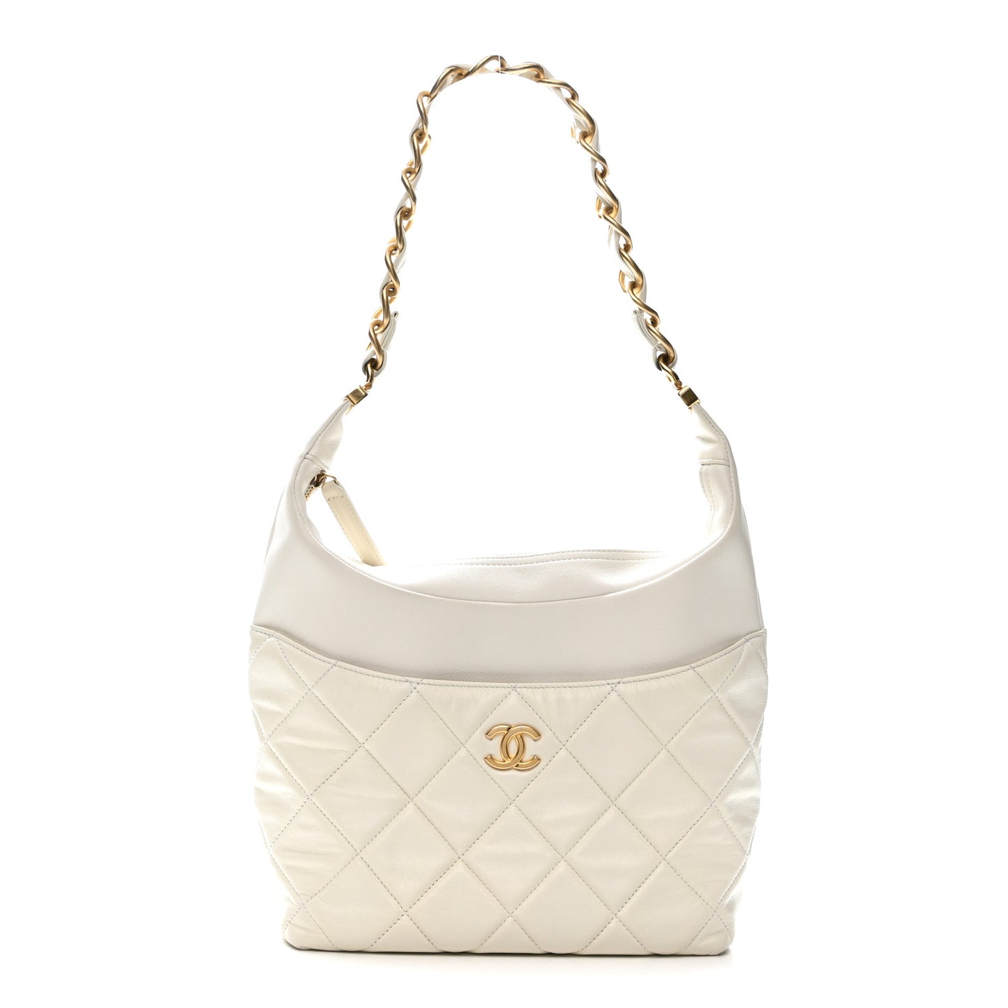 Calfskin Quilted Close To Me Hobo White