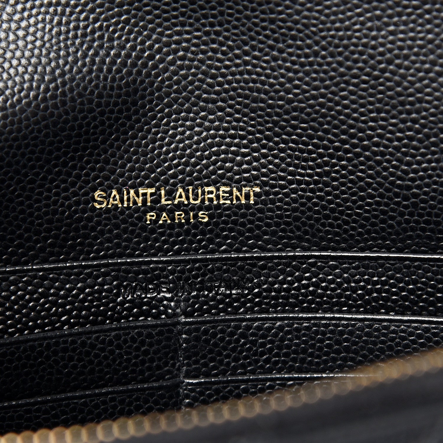 Saint Laurent Grain De Poudre Matelasse Chevron Monogram Envelope Chain Wallet Black 5 of 10