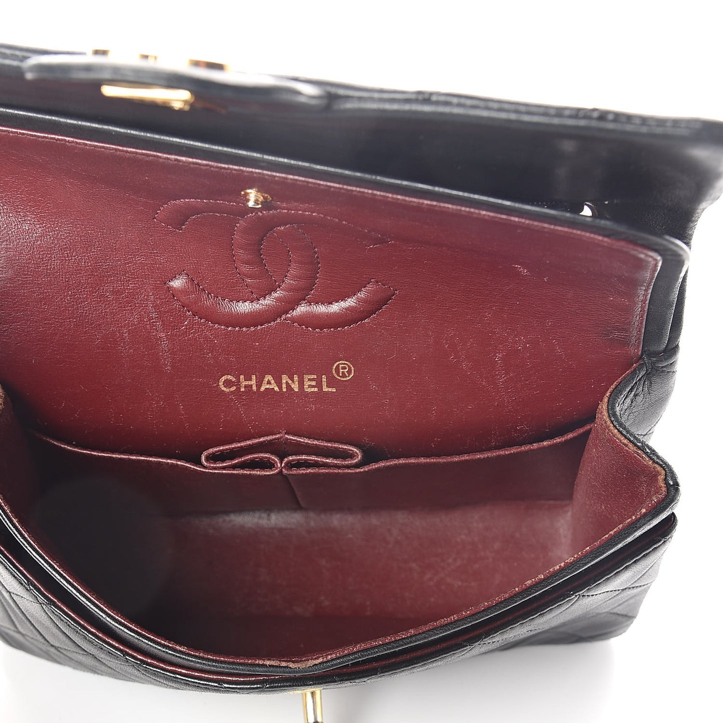 Lambskin Quilted Medium Double Flap Black