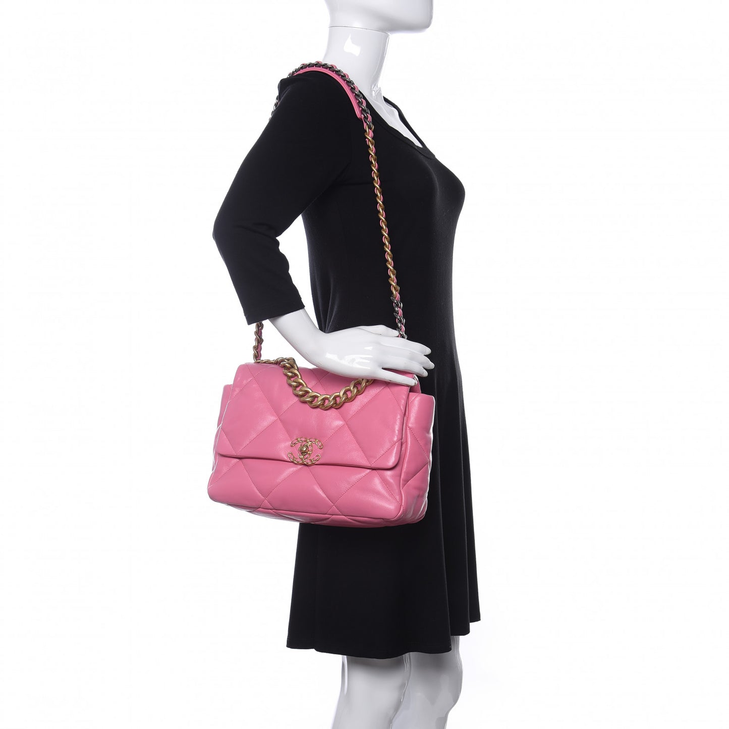 Lambskin Quilted Large Chanel 19 Flap Pink