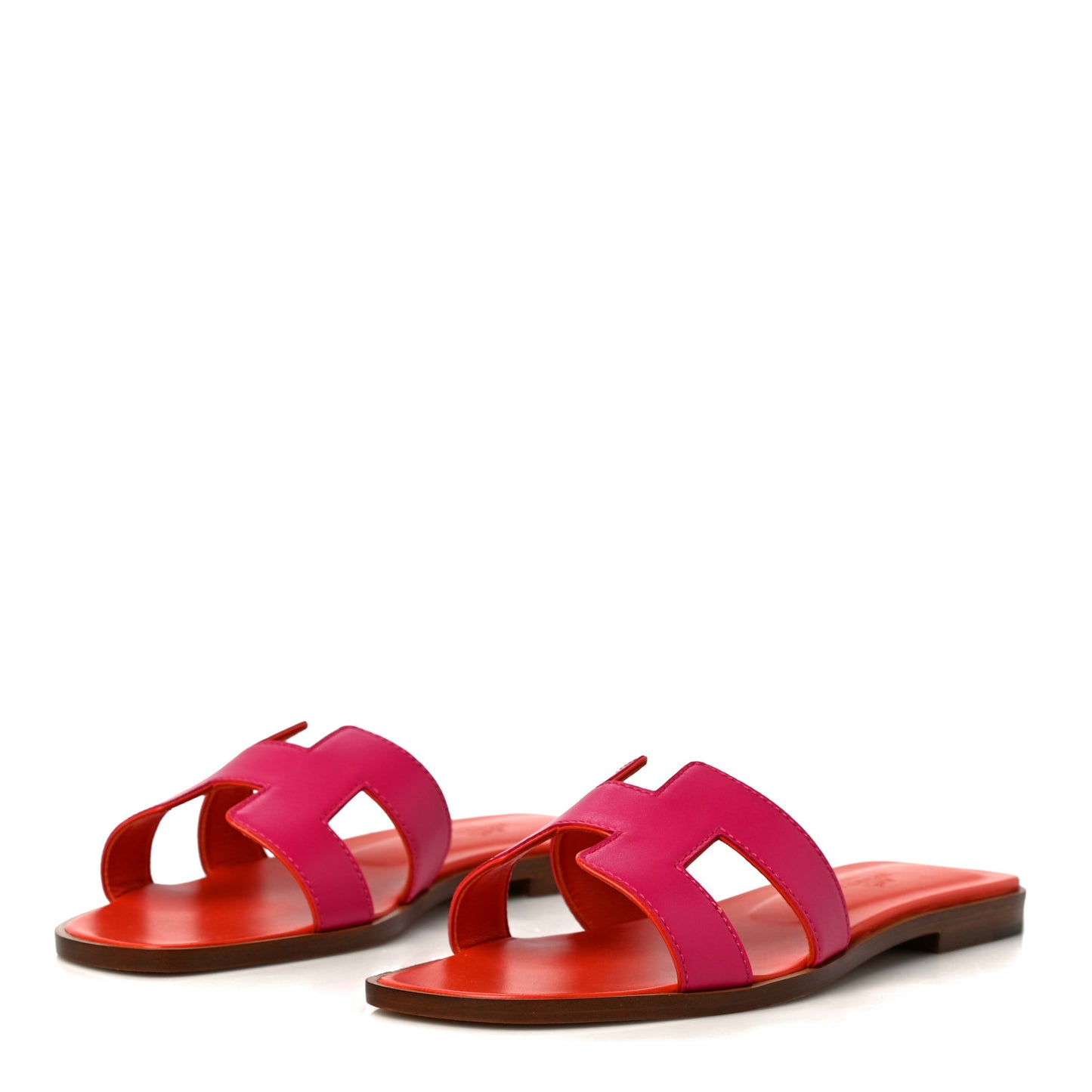 Calfskin Oran Sandals 37.5 Rose Flash Orange H