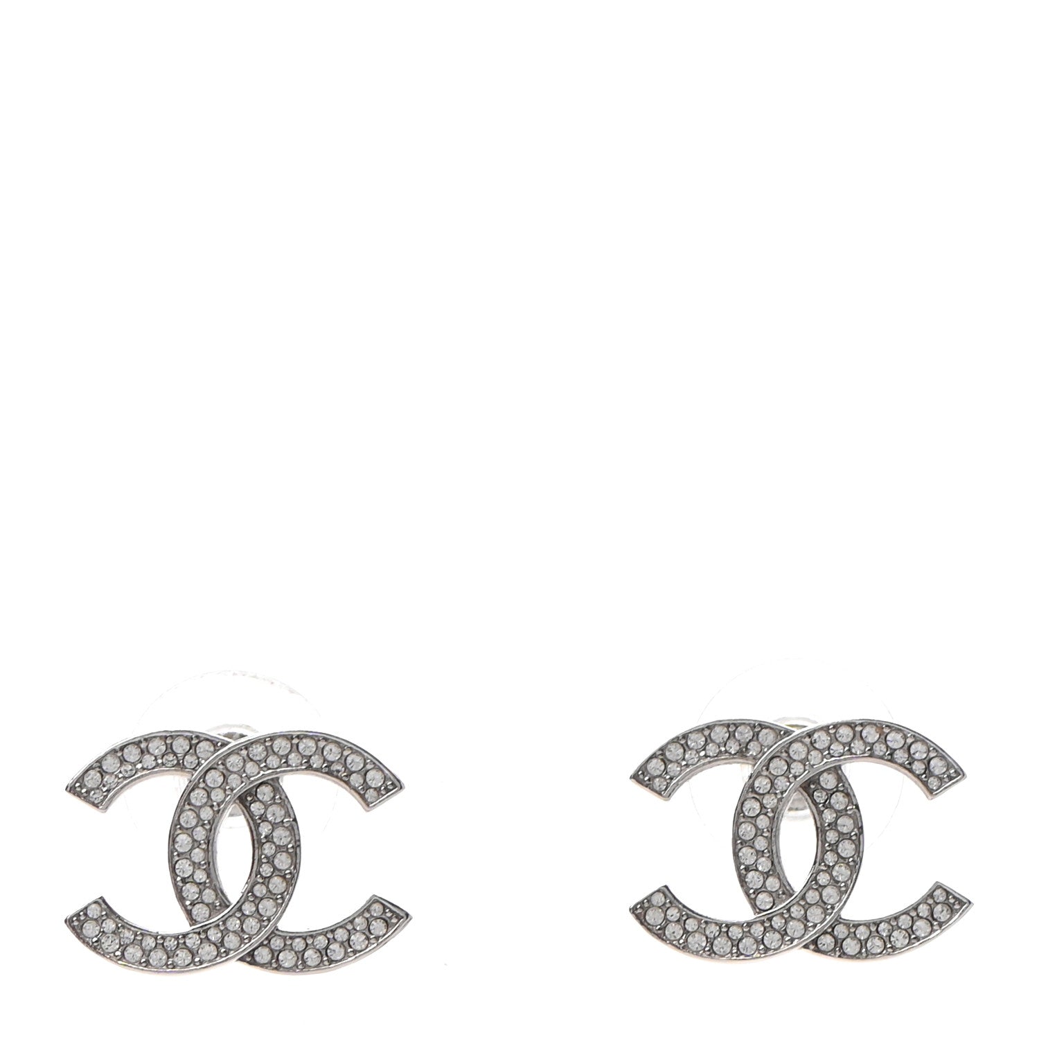 Chanel Crystal Palais Garnier CC Earrings Silver 1 of 4