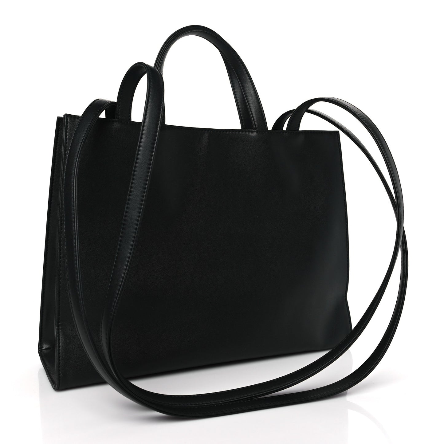 Vegan Leather Medium Shopping Bag Black