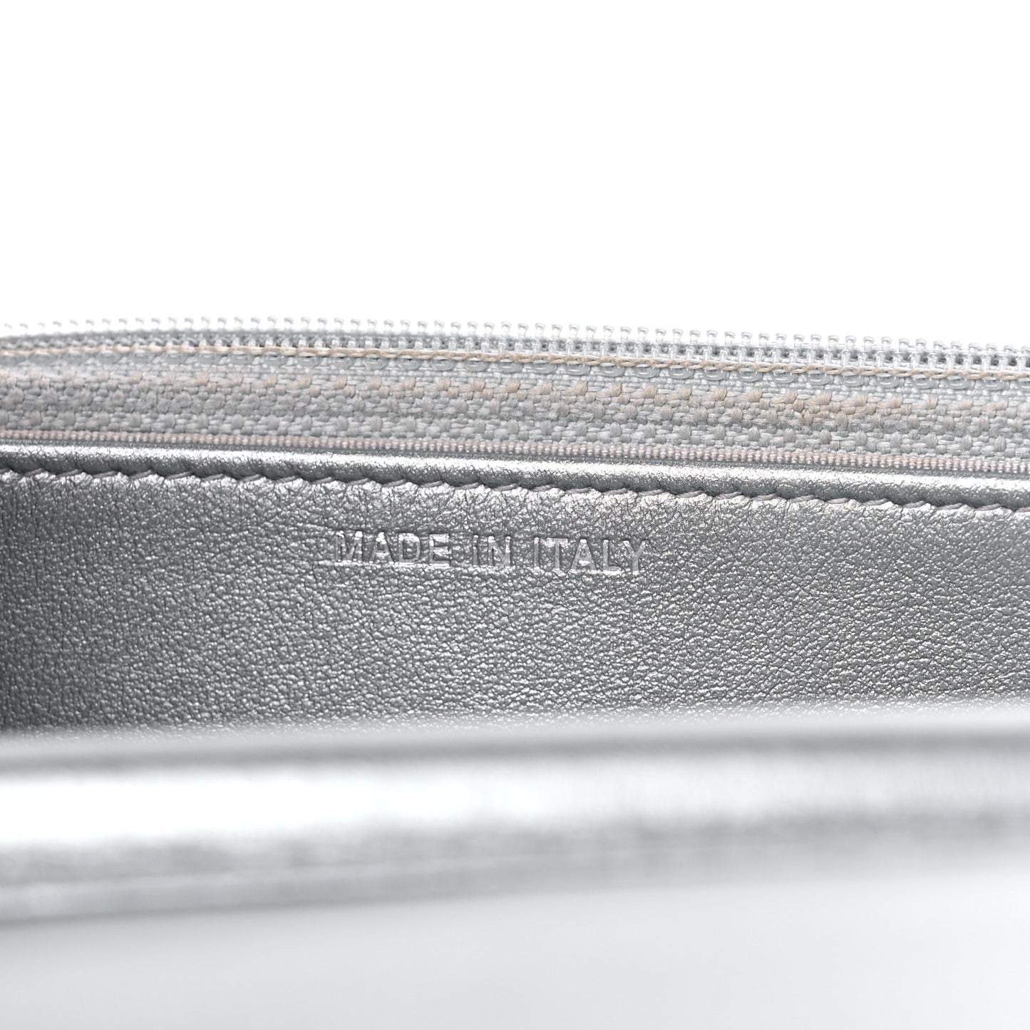 Metallic Lambskin Crystal Camellia Embossed Wallet On Chain WOC Silver