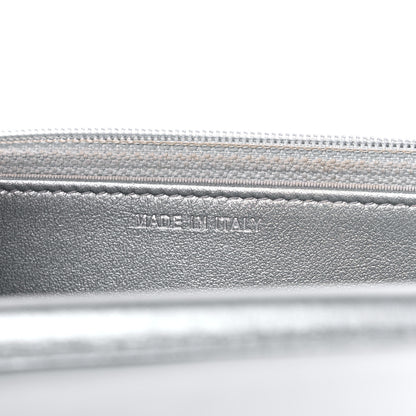Chanel Metallic Lambskin Crystal Camellia Embossed Wallet On Chain WOC Silver 7 of 12
