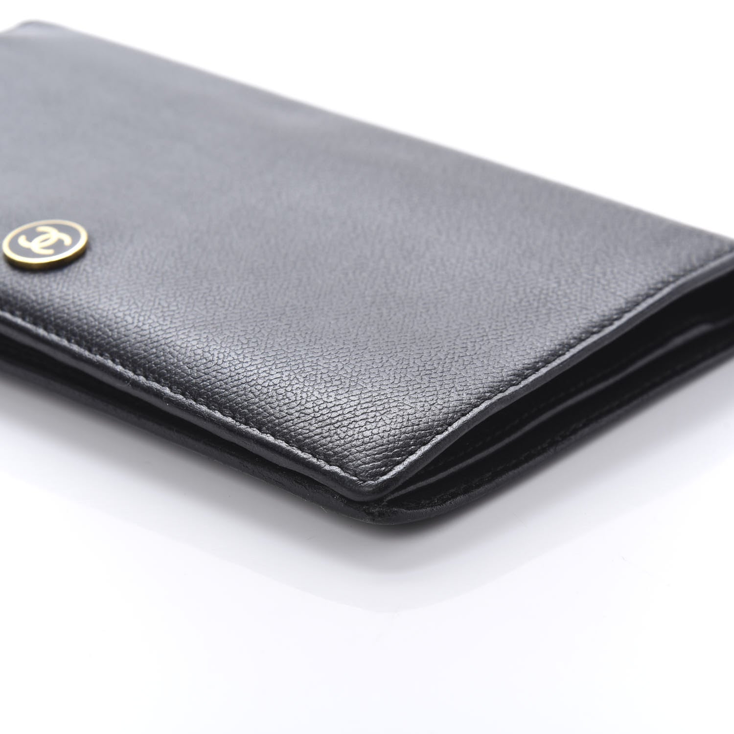Chanel Grained Calfskin CC Button Yen Wallet Black 7 of 10