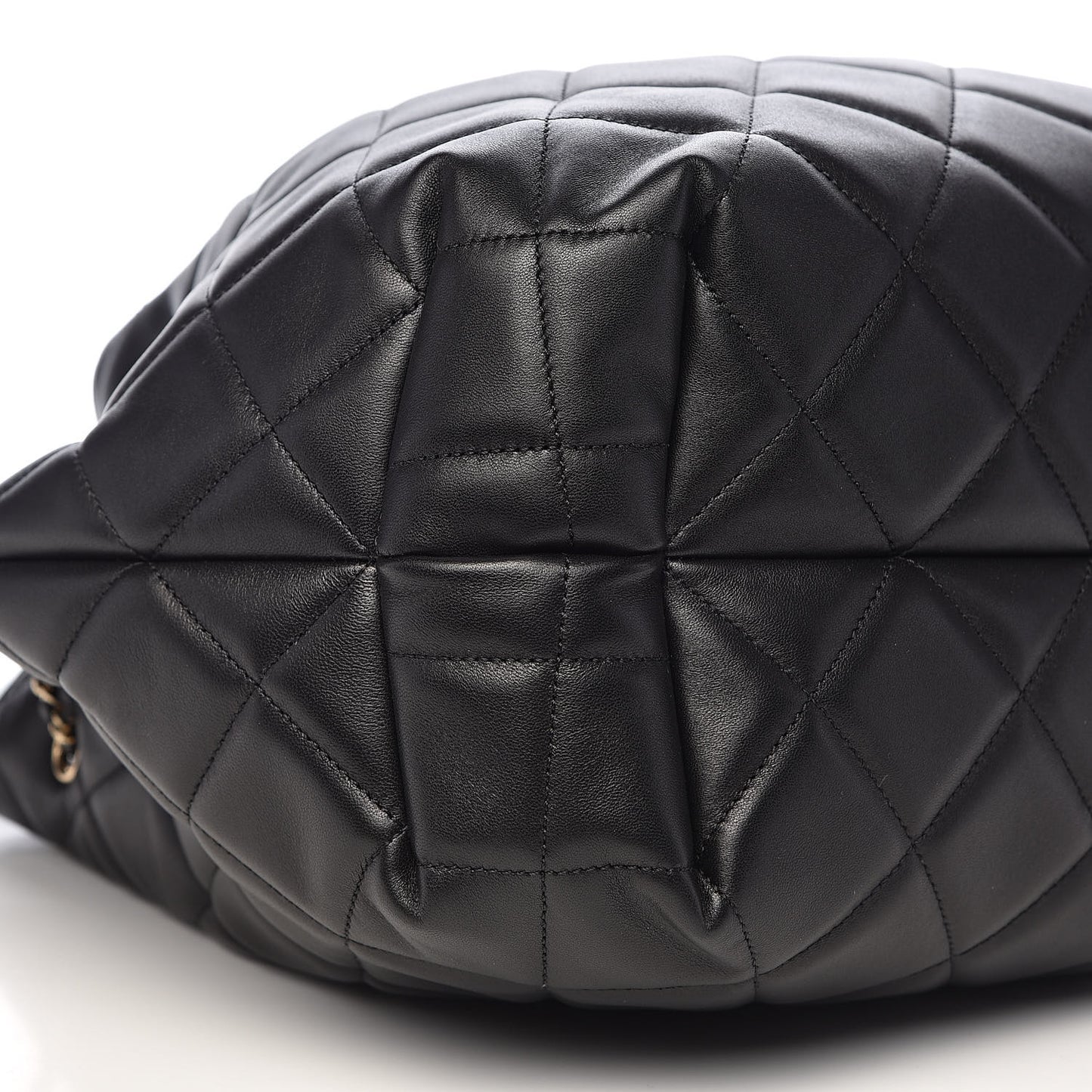 Lambskin Quilted CC Dweller Drawstring Tote Black
