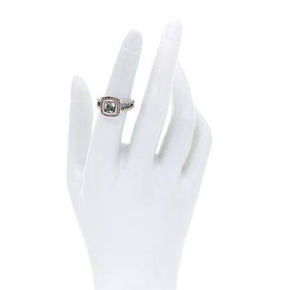 David Yurman Sterling Silver Diamond Prasiolite 7mm Petite Albion Ring 51 5.75 2 of 4