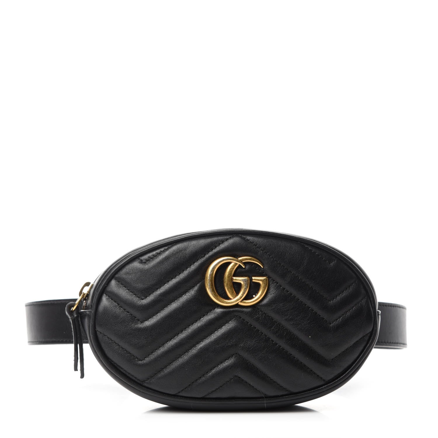 Gucci Calfskin Matelasse GG Marmont Belt Bag 85 34 Black 1 of 15