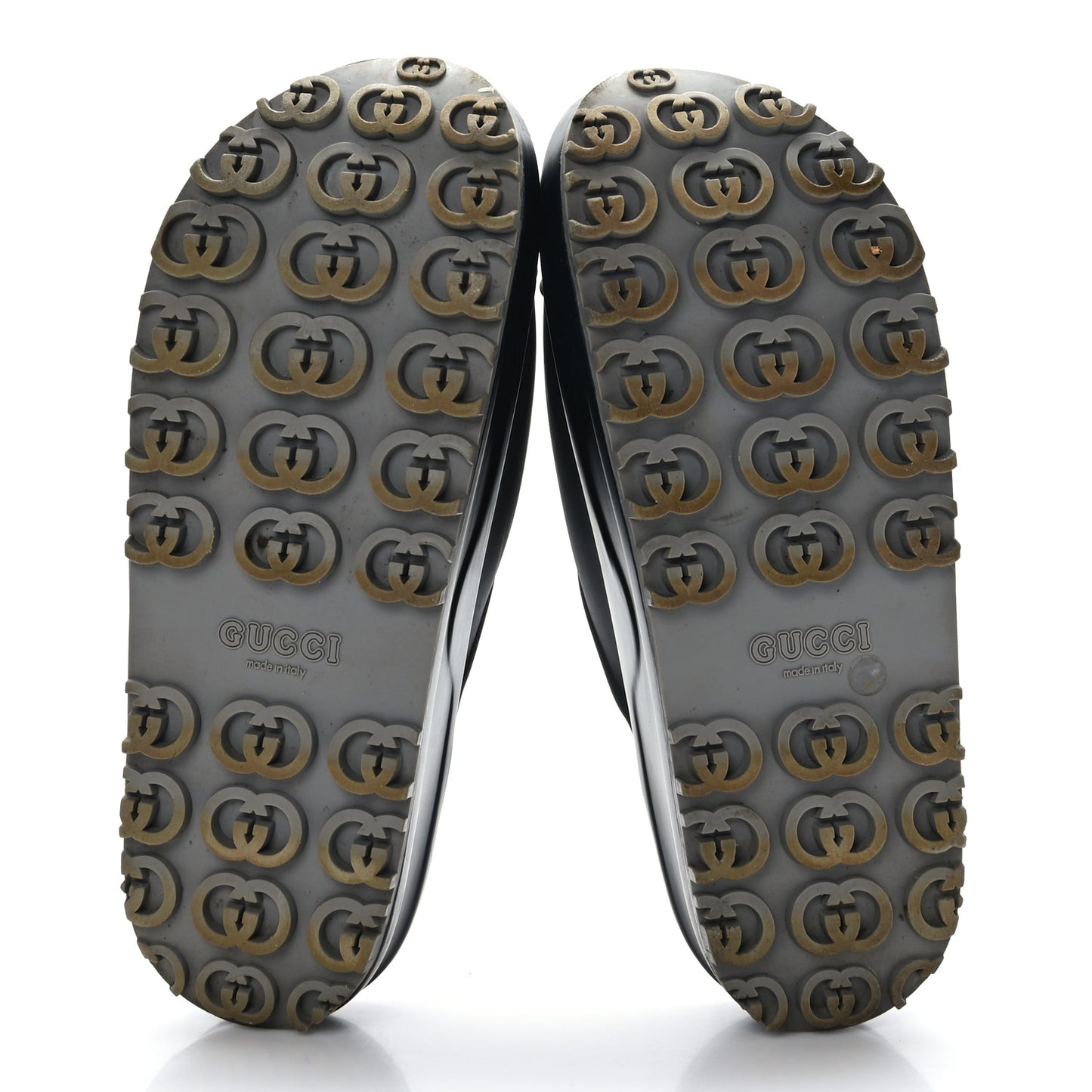 Soft Rubber Womens Interlocking G Platform 42mm Slide Sandals 39 Black